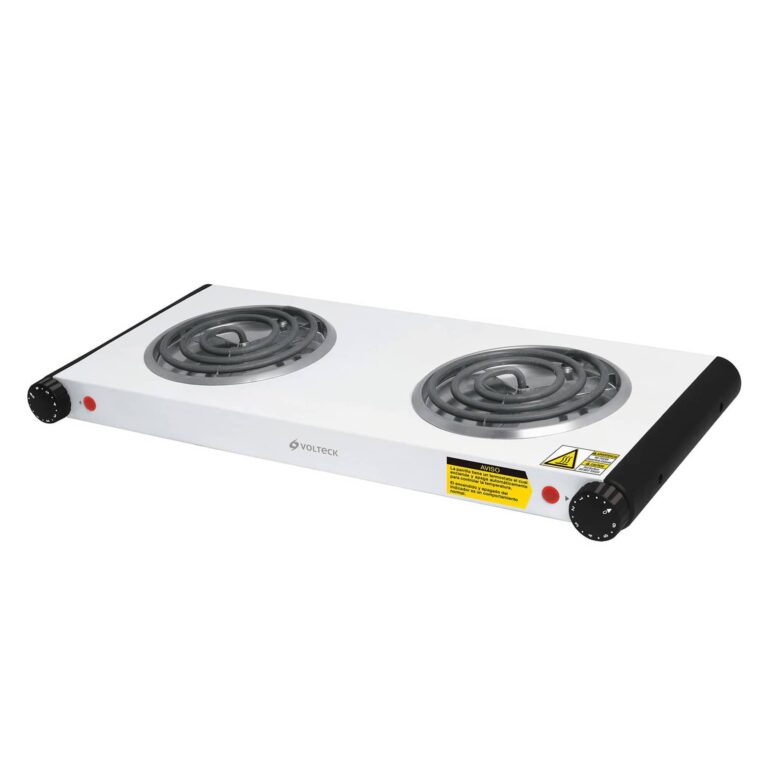 Parrilla eléctrica 2 quemadores en espiral, blanca, VOLTECK 48127
