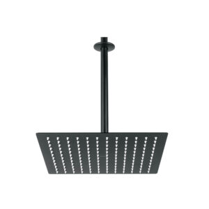 Regadera plato cuadrado 12" con brazo, negro, FOSET RIVIERA 44821