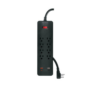 Multicontacto 8 entradas, 2 USB A + 2 USB C, negro, VOLTECK 45661