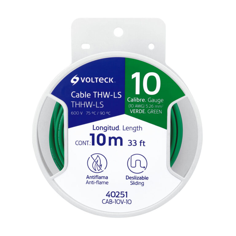 Carrete con 10 m de cable THHW-LS 10 AWG verde, Volteck 40251