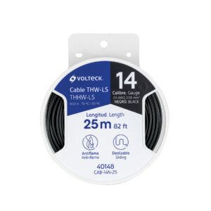 Carrete con 25 m de cable THHW-LS 14 AWG negro, Volteck 40148