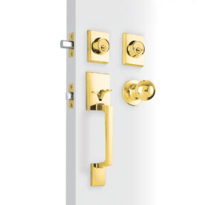 Jaladera, perilla y cerrojo llave-llave "Porto", latón brill 45236