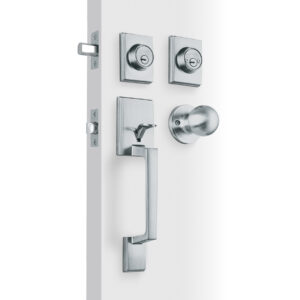 Jaladera, perilla y cerrojo llave-llave "Porto", cromo 45279