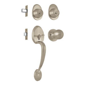 Jaladera, perilla y cerrojo llave-llave "Lugo", níquel sat. 44042