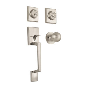 Jaladera, perilla y cerrojo llave-llave "Porto", níquel sat. 44050