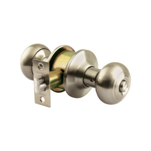 Cerradura tipo oval para baño, níquel satín, HERMEX 44058