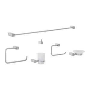 Juego de 6 accesorios para baño, cromo, FOSET KUBO 44319