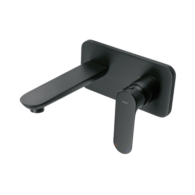 44095 Monomando a pared para lavabo, negro, FOSET RIVIERA
