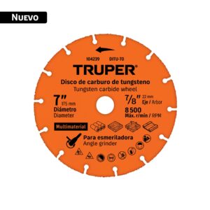 104239 Disco 7" multimaterial de carburo de tungsteno, TRUPER