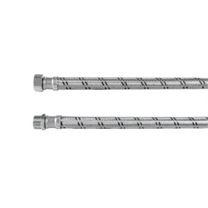 43729 Manguera para boiler, acero inox. 1/2"H x 1/2"M, 80 cm